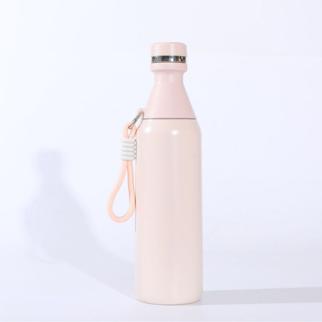 Ladies insulated stainless steel drinking bottle with practical carrying handle Kalsten