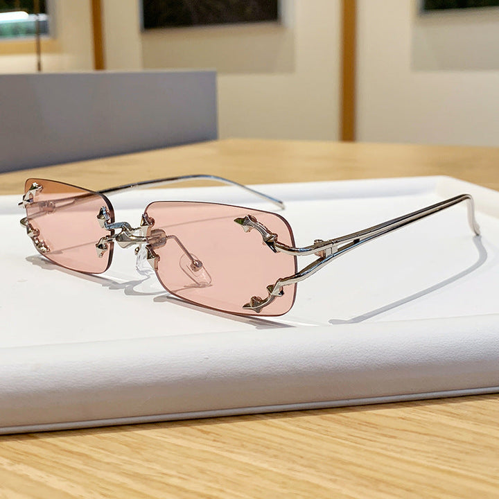 Women's fashionable sunglasses with delicate metal frame and transparent lenses Kalsten