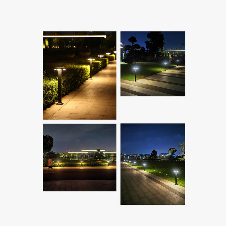 Solar-Powered Low-Profile LED Pathway Bollard Light With Dual Downlights And Anchor Base Kalsten