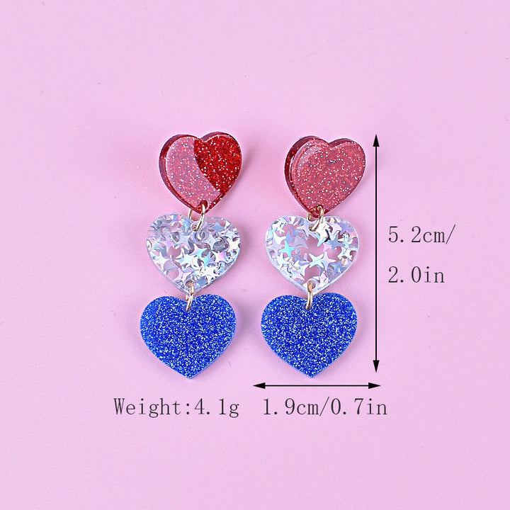 Women's nan triple star dangle glitter resin earrings with hypoallergenic hooks Kalsten