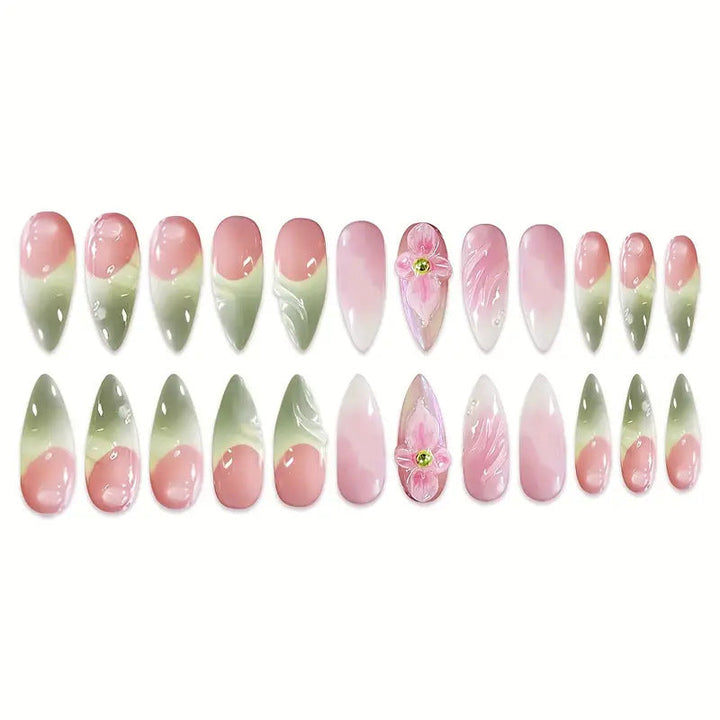 Artistic Floral 3D Press-On Nail Art Kalsten