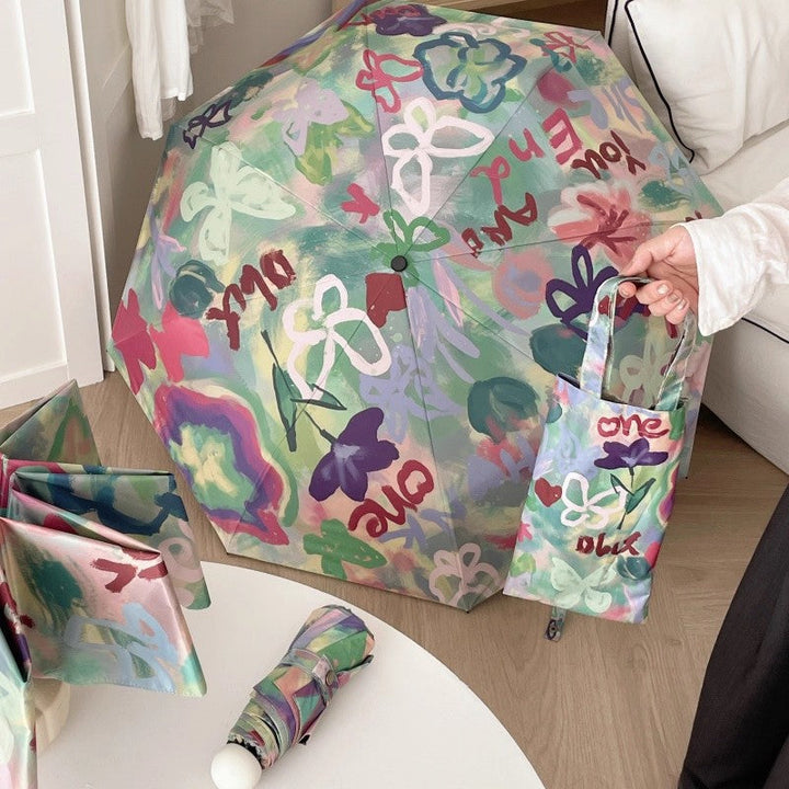 Ladies Foldable Rainbow Retouch Rain Umbrella Kalsten