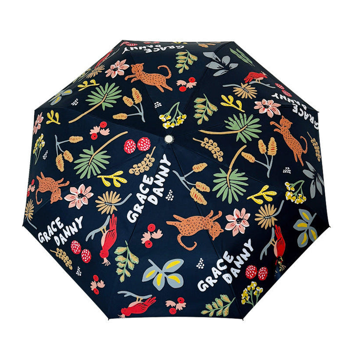 Women Folding Umbrella with Striking Flower Pattern Kalsten