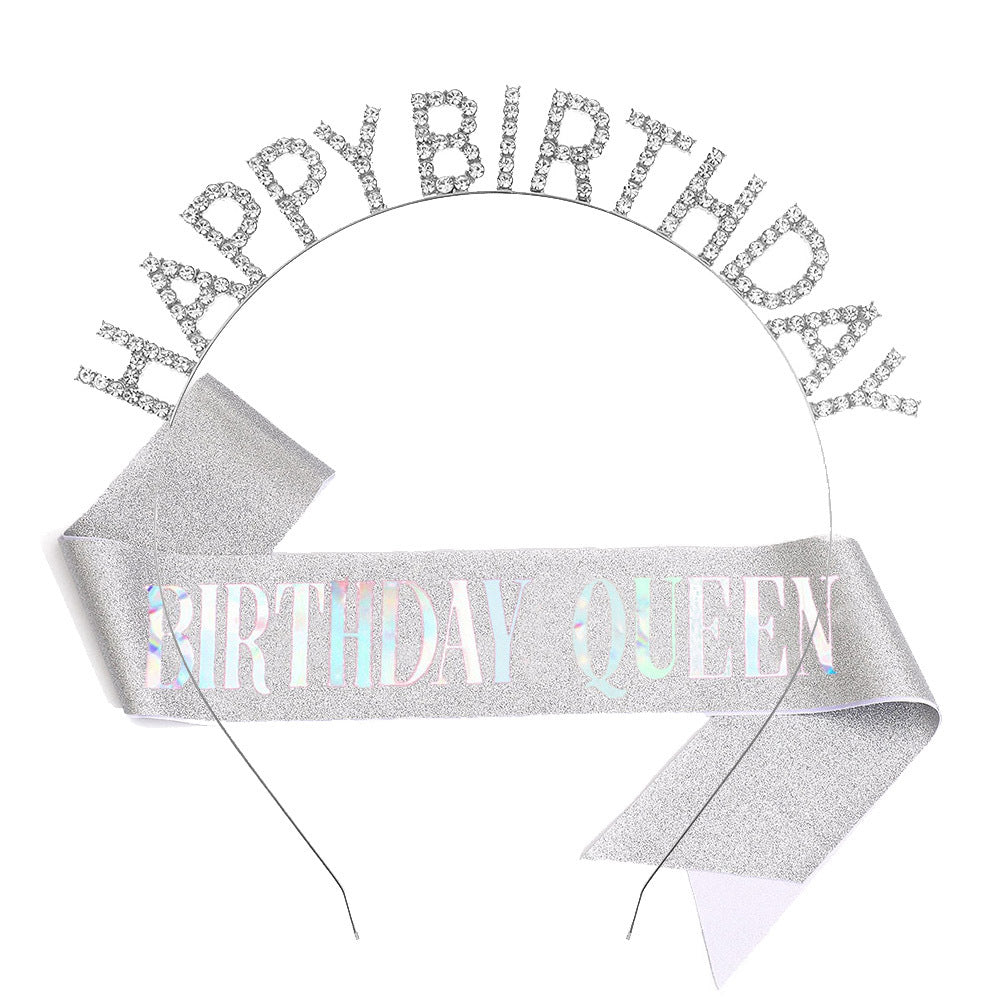 Ladies Glitter Headband with "Happy Birthday" Inscription Kalsten