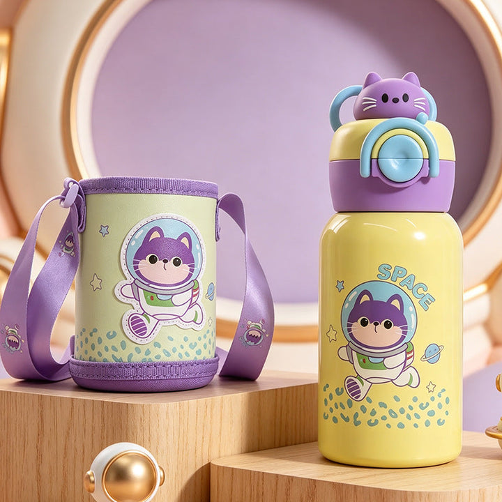 Women's insulated drinking bottle with cute dog design and practical carrying strap Kalsten