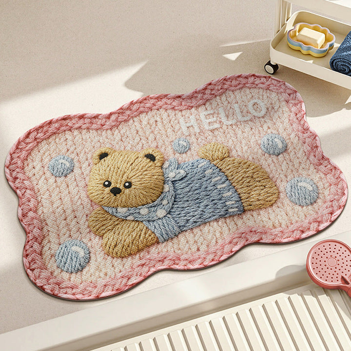 Adorable Embroidered Bear Bath Mat Kalsten
