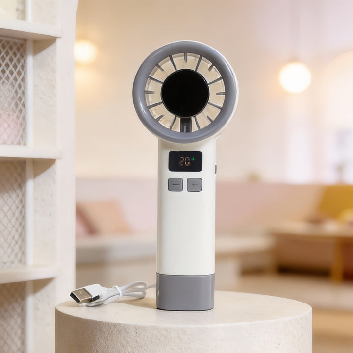 Women Portable Handheld Fan with Digital Temperature Display Kalsten