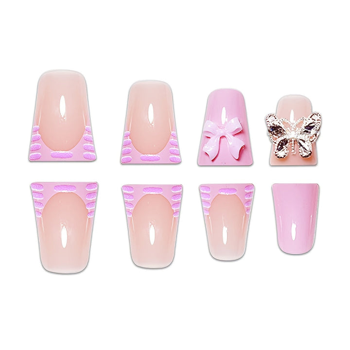 Decorative Press-On Nail Art Set with Butterfly and Bow Accents Kalsten