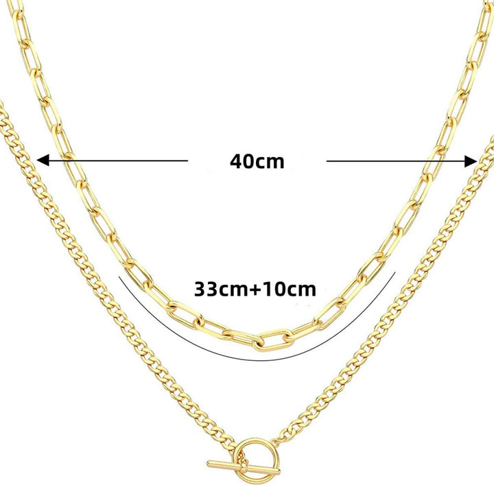 Elegant Silver Layered Chain Necklace Kalsten