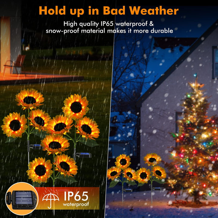 Solar-Powered Outdoor Garden Stake Lights With Realistic Sunflower Blooms And Waterproof Solar Controller Kalsten