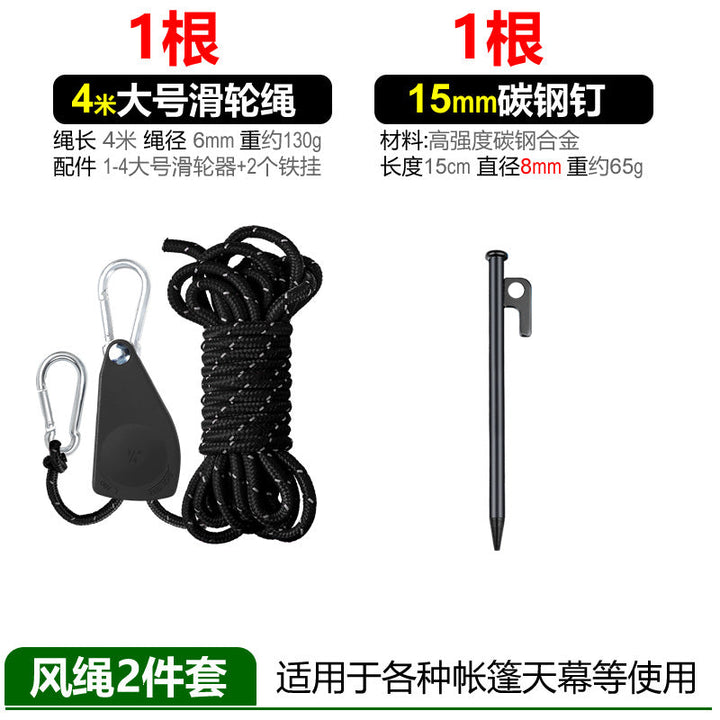 Multifunctional rope set with carabiner and tent stake Kalsten