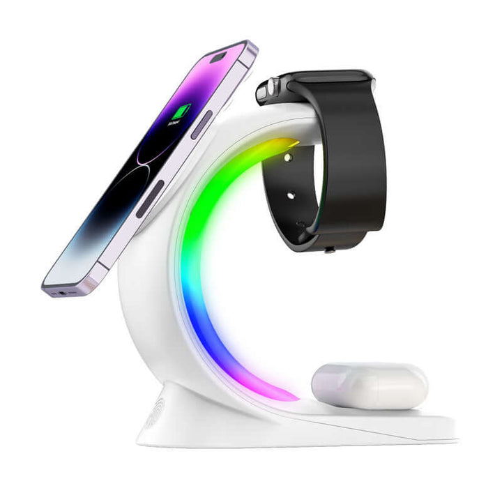 4 In 1 Magnetic Wireless Charger Fast Charging For Smart Phone Atmosphere Light Charging Station For Airpods Pro I-phone Watch | Kalsten