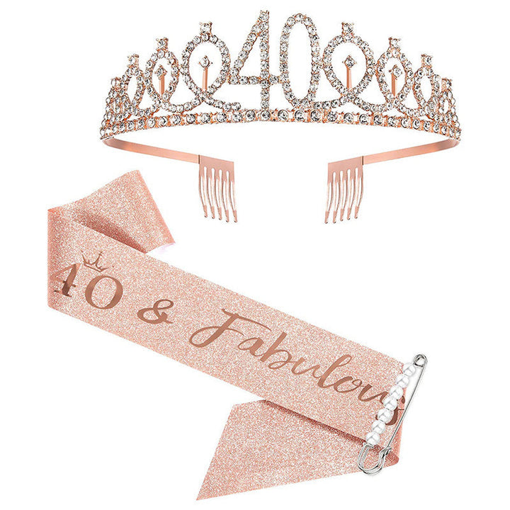 Ladies Sparkling Tiara with personalized 80th Birthday Inscription Kalsten