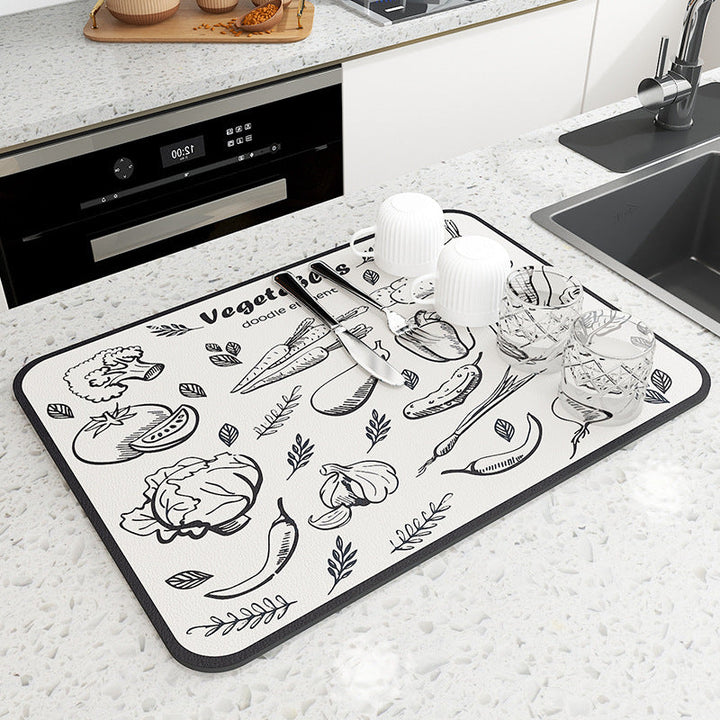 Floral Patterned Kitchen Drying Mat Kalsten