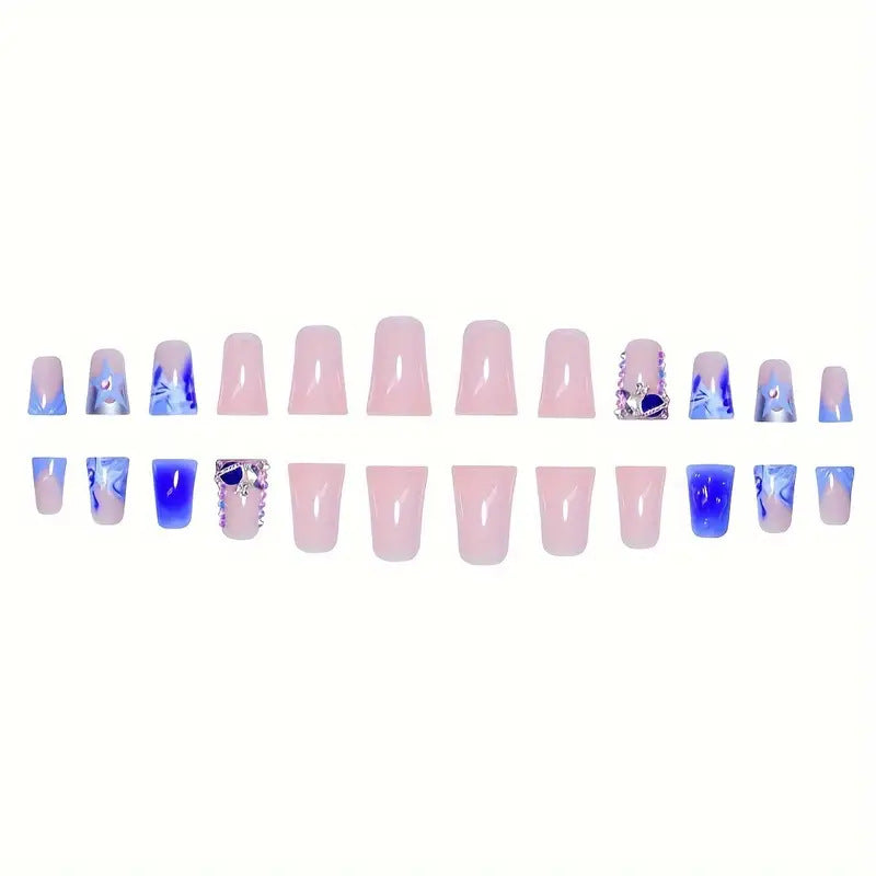 Artistic Acrylic Press-On Nail Set with Gem Accents Kalsten