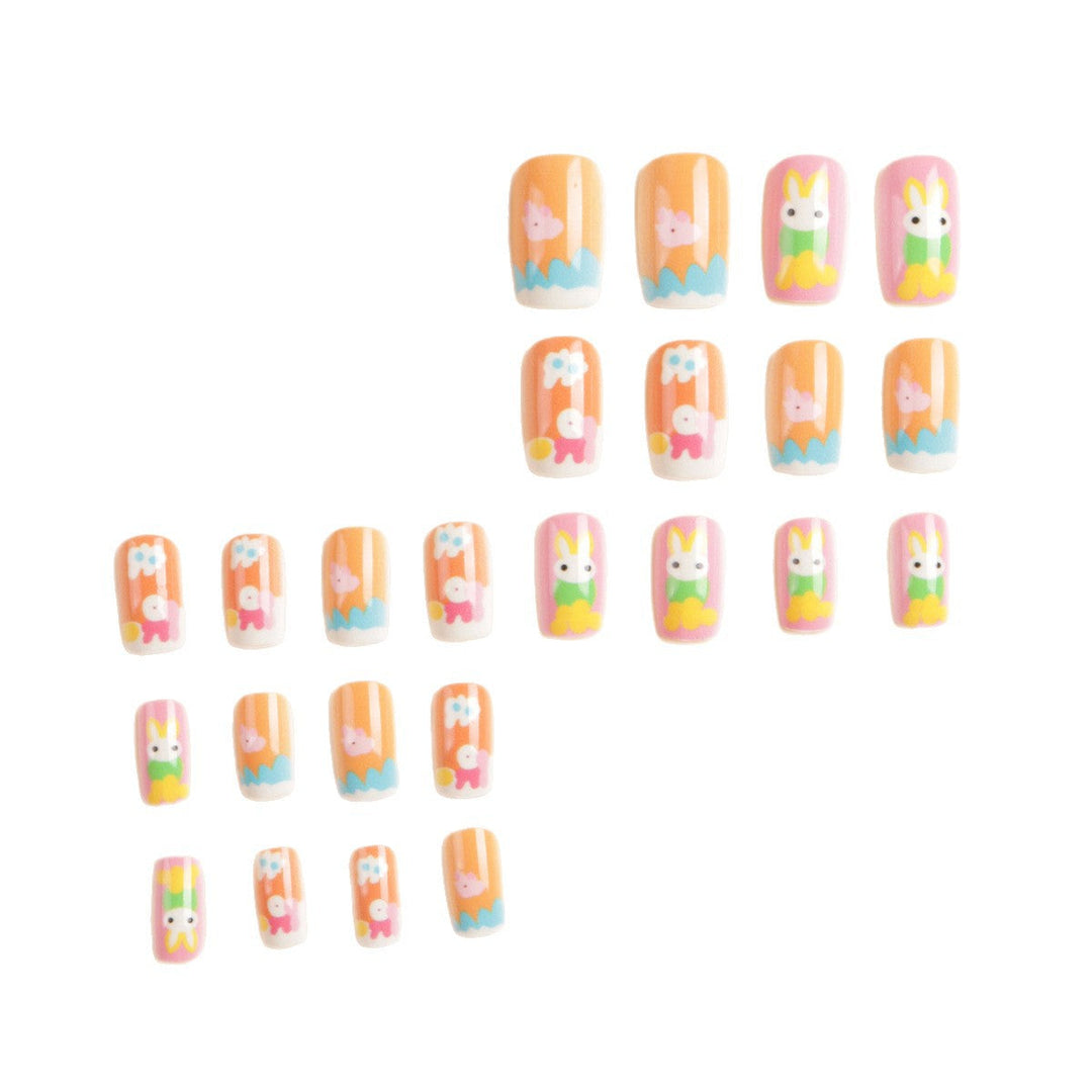 Artistic Seasonal Bunny-Themed Press-On Nail Art Kalsten