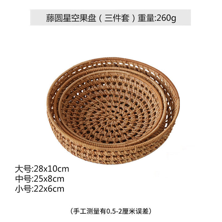 Ladies' round basket made of handwoven natural material Kalsten