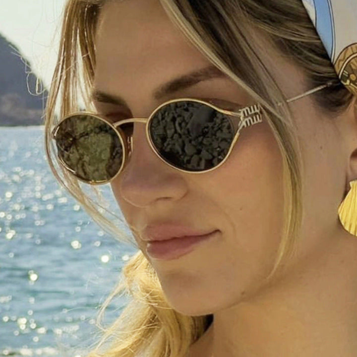 Women's Oval Sunglasses with Elegant Metal Frame and Fashionable Design Kalsten