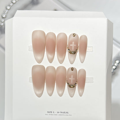 Elegant Stiletto Press-On Nail Art Set with Crystal Accents Acalora