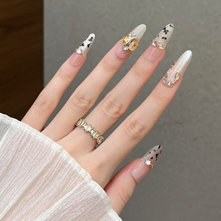 Decorative Press-On Nail Extensions with Gem Accents Kalsten