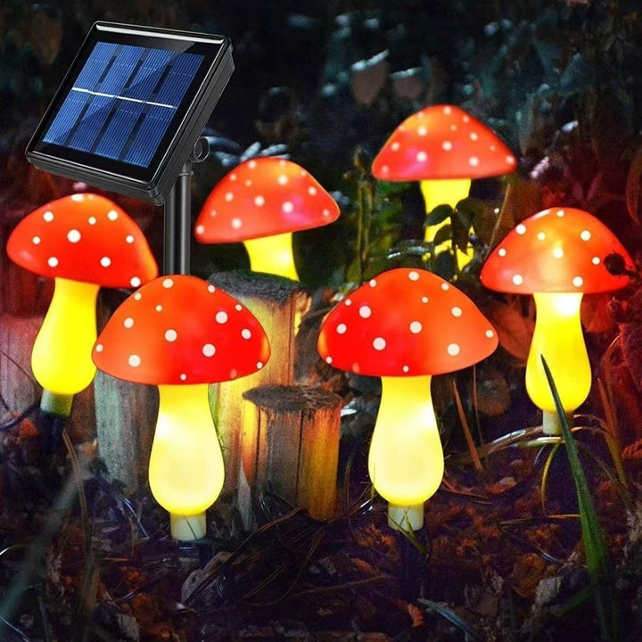 Whimsical Mushroom Pathway Stake String Lights With Ceramic-Style Caps And Warm LED Illumination Kalsten