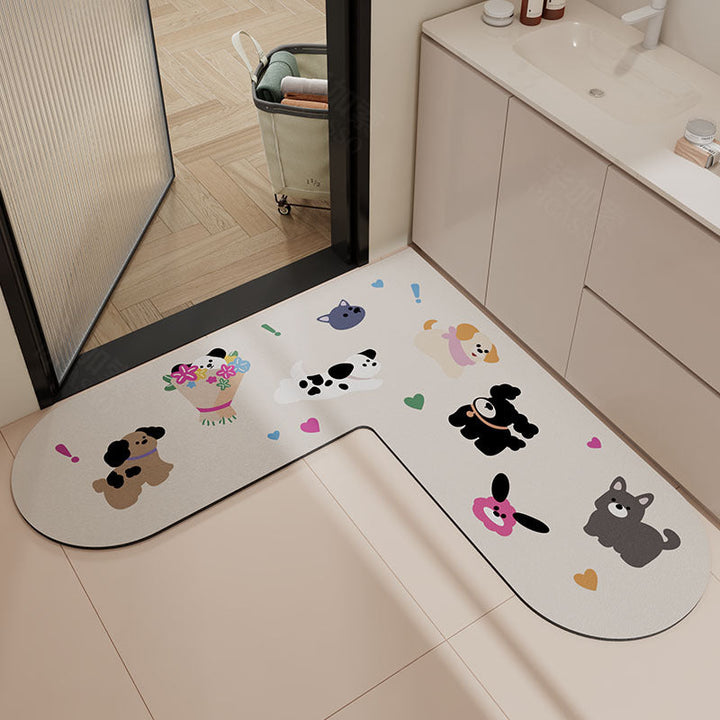 L-Shaped Non-Slip Bathroom Mat Kalsten