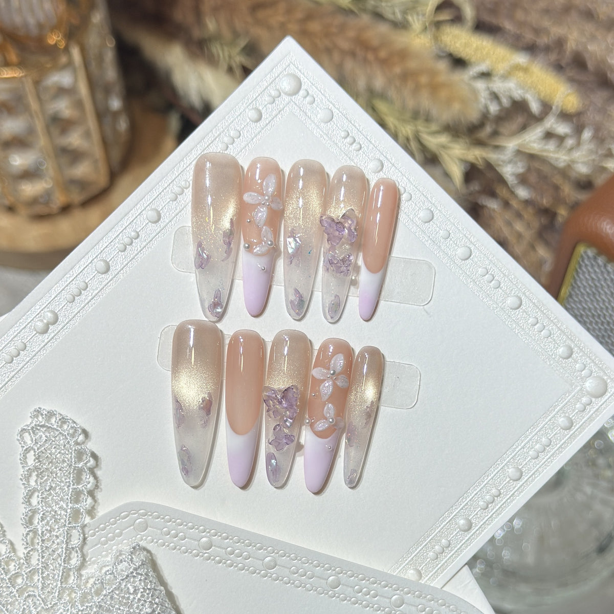 Floral-Inspired Stiletto Press-On Nail Design Acalora