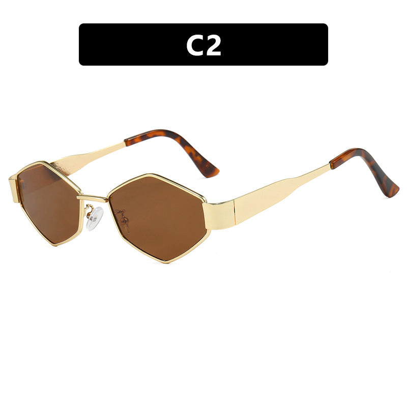 Women's geometric sunglasses with narrow metal frame and polarized lenses Kalsten