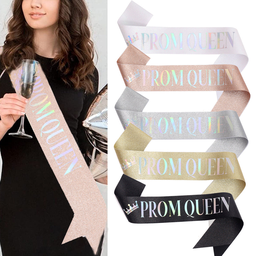 Ladies festive satin sash with holographic print Kalsten