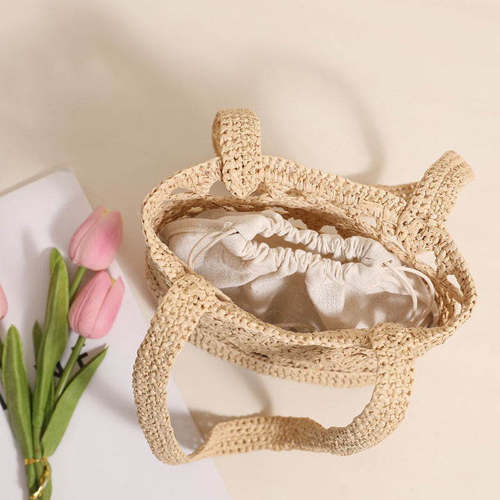 Handcrafted net straw bag with elegant straps Kalsten