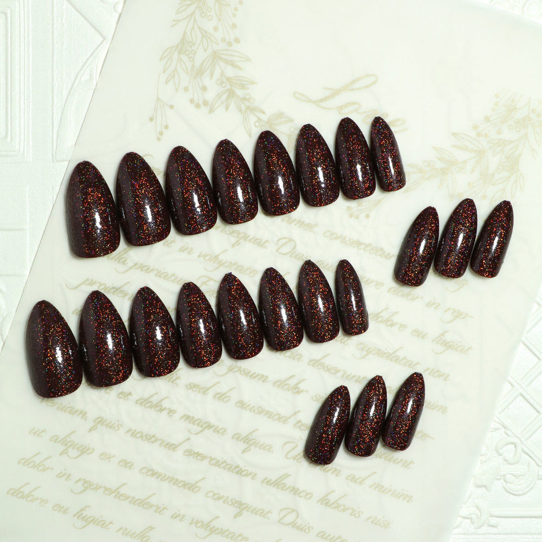 Unique Glittering Almond-Shaped Press-On Nails Kalsten