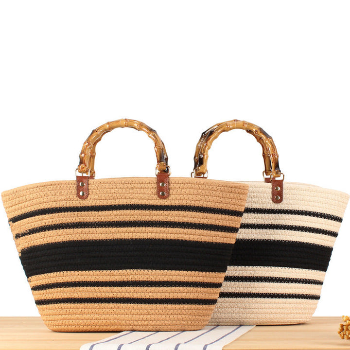 Elegant basket bag with bamboo handles Kalsten