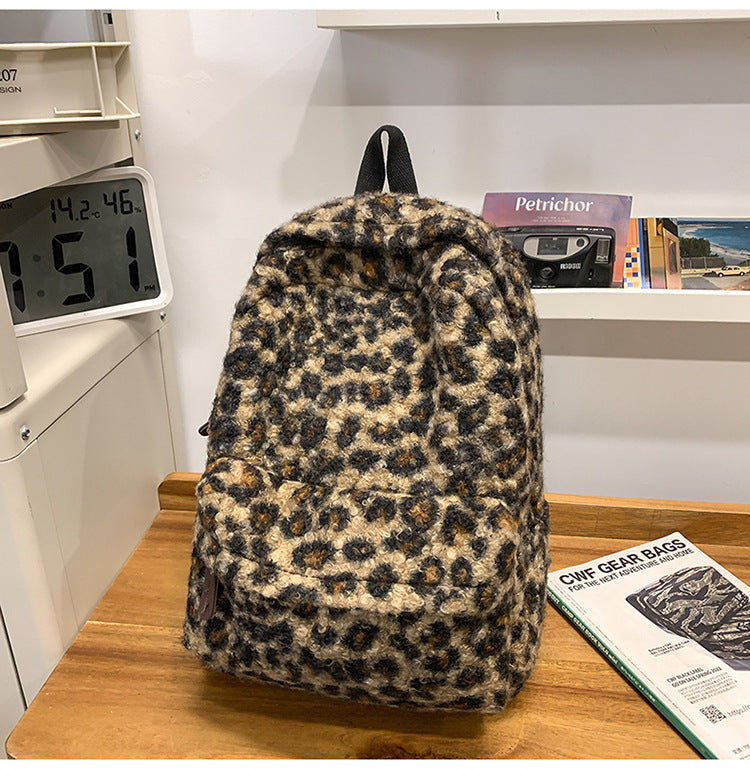 Fleece Rucksack In Trendy Leopard Print Kalsten