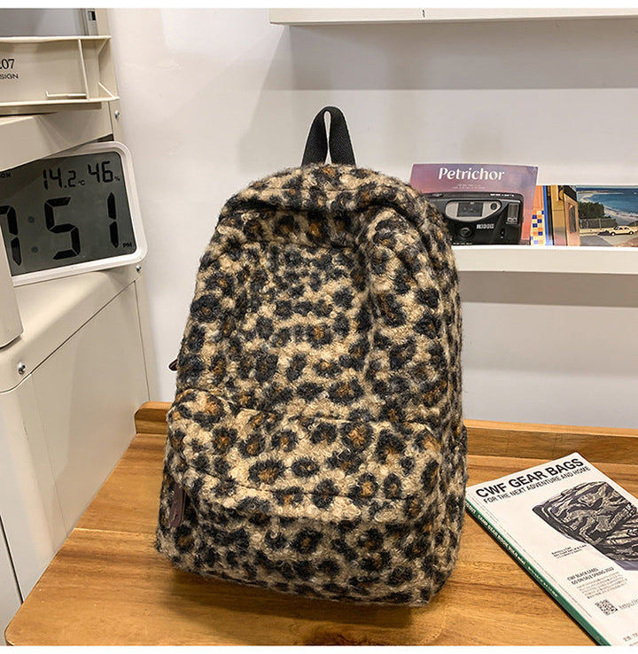 Fleece Rucksack In Trendy Leopard Print Kalsten