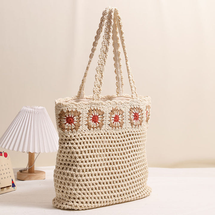 Hand-crocheted beach bag with floral accents Kalsten