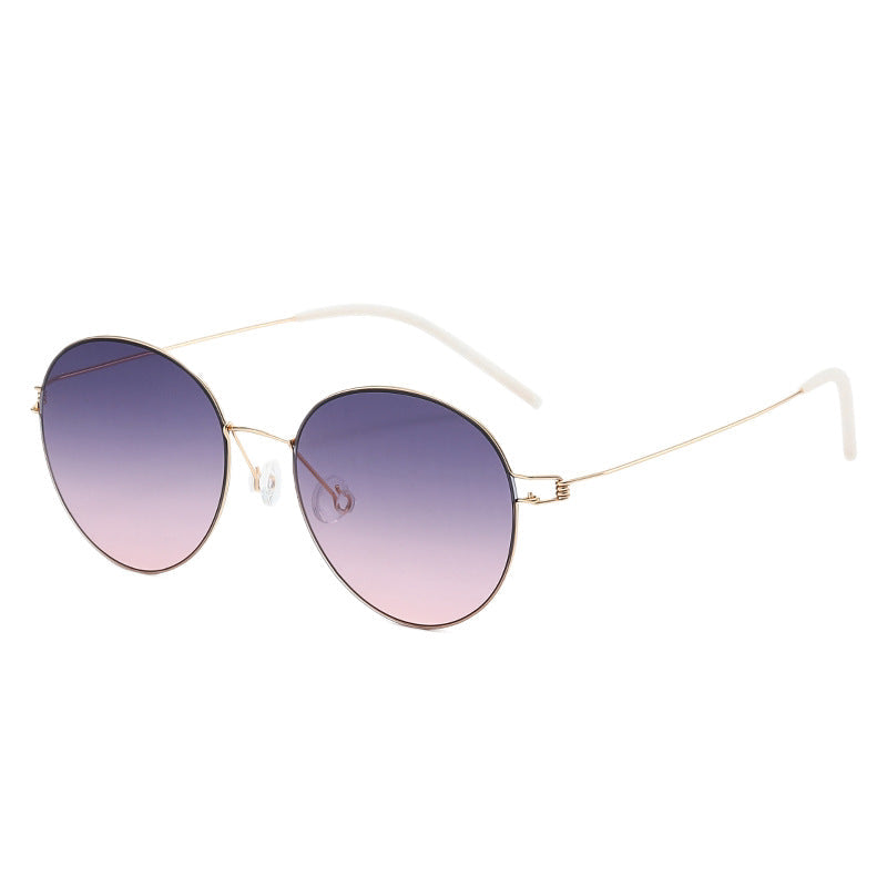 Women round sunglasses with light metal frame and gradient lenses Kalsten