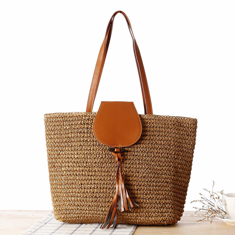 Elegant basket bag with leather accents Kalsten