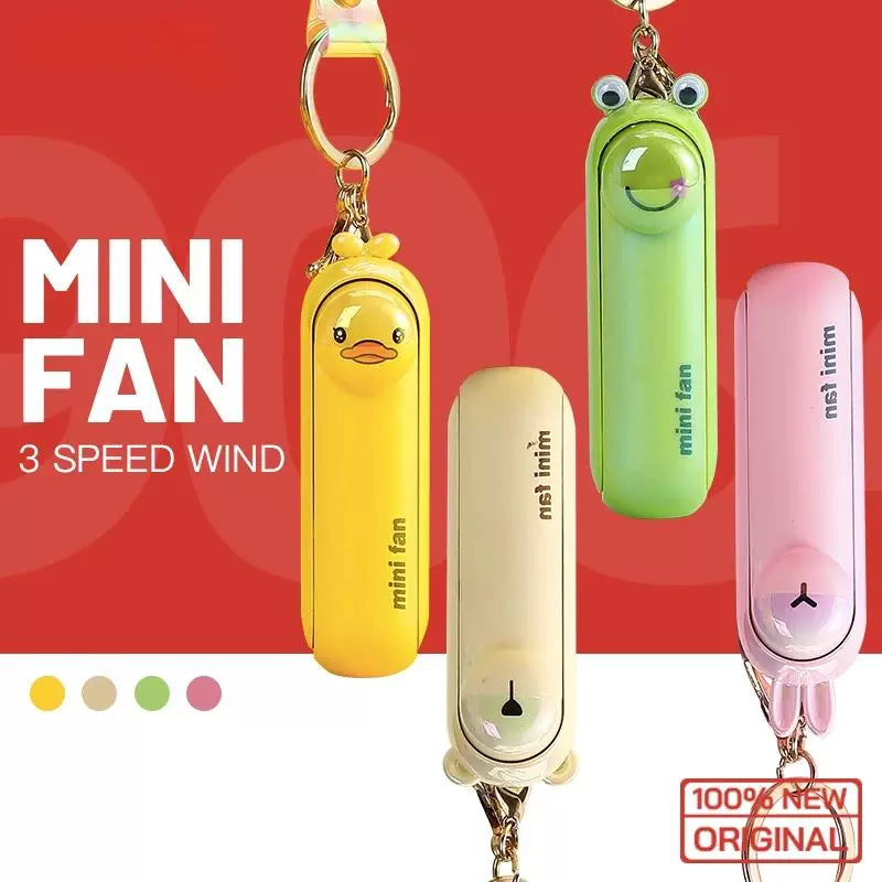 Unisex One Size Rechargeable Keychain Handheld Mini Fan with Wrist Strap and Novel Frog Charm Kalsten
