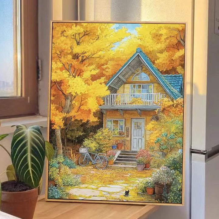 Autumn House Scene Canvas Wall Art Kalsten