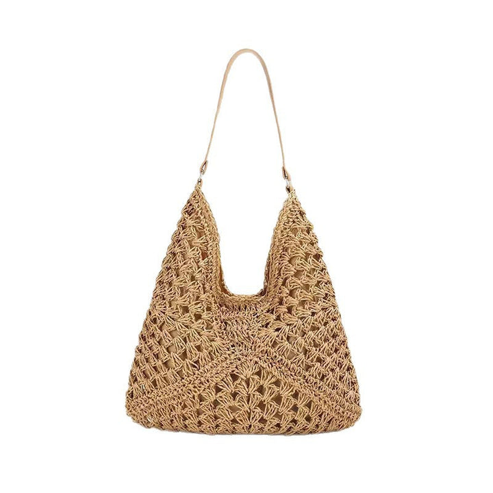 Large macrame bag with leather accents Kalsten