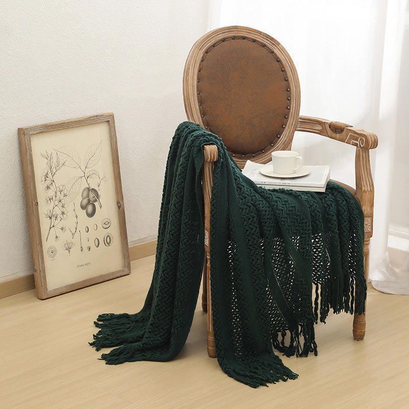 Women's Knit Blanket with Elegant Fringes Kalsten