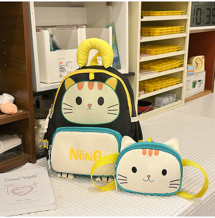 Cute Cat-Themed School Backpack Set