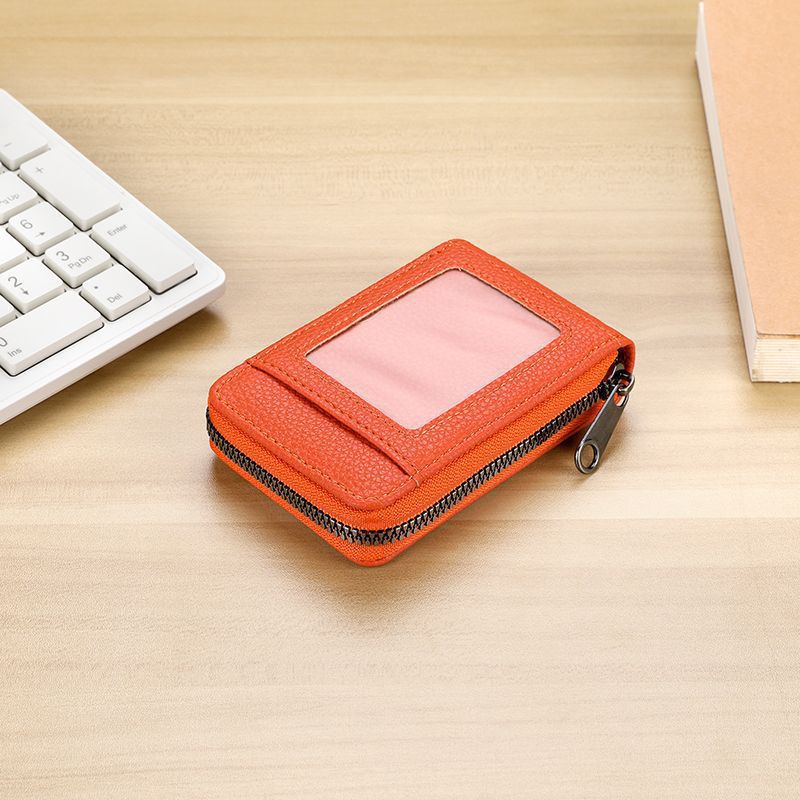 RFID-Blocking Textured Leather Zip Card Holder Kalsten