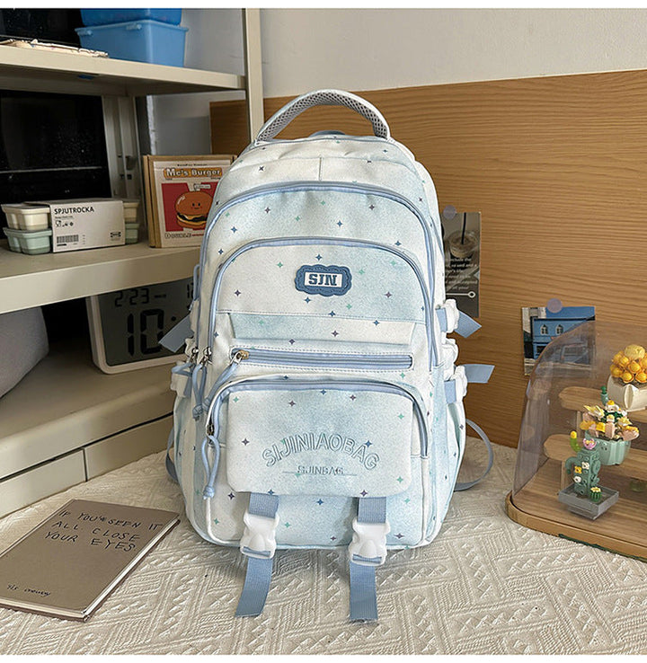 Multi-Pocket Galaxy-Themed School Backpack