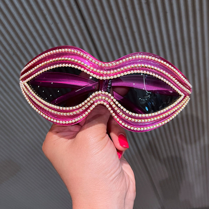 Ladies Glamorous Wave Sunglasses with Sparkling Crystal Applications Kalsten