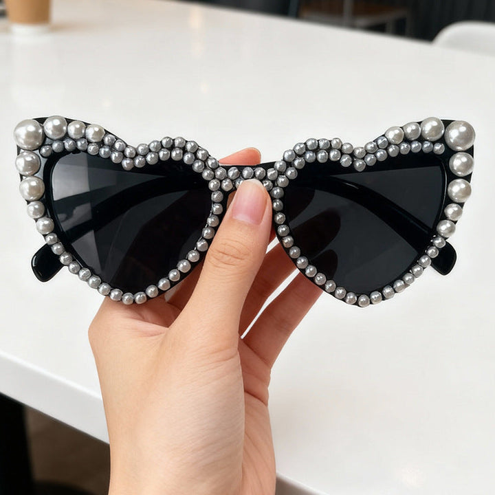 Heart-Shaped Pearl-Detail Sunglasses Kalsten