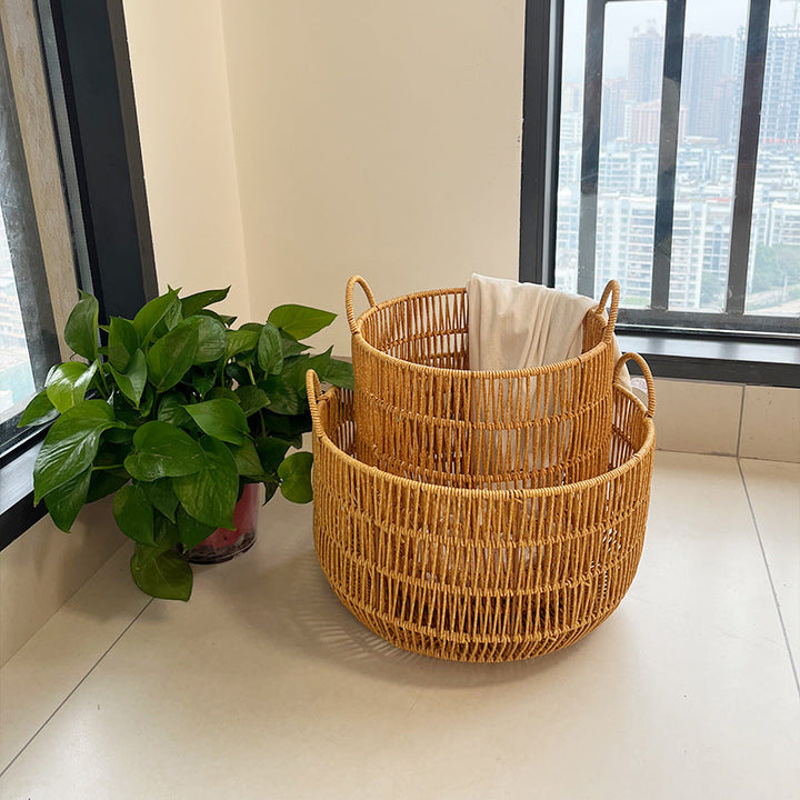 Women Round Braided Laundry Basket Kalsten