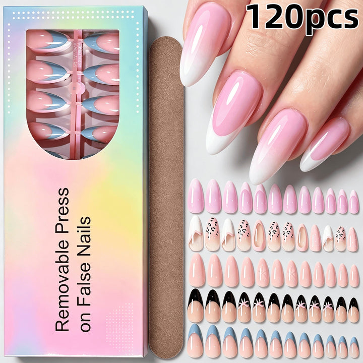 Removable Press-On Nail Set with Decorative Designs Kalsten