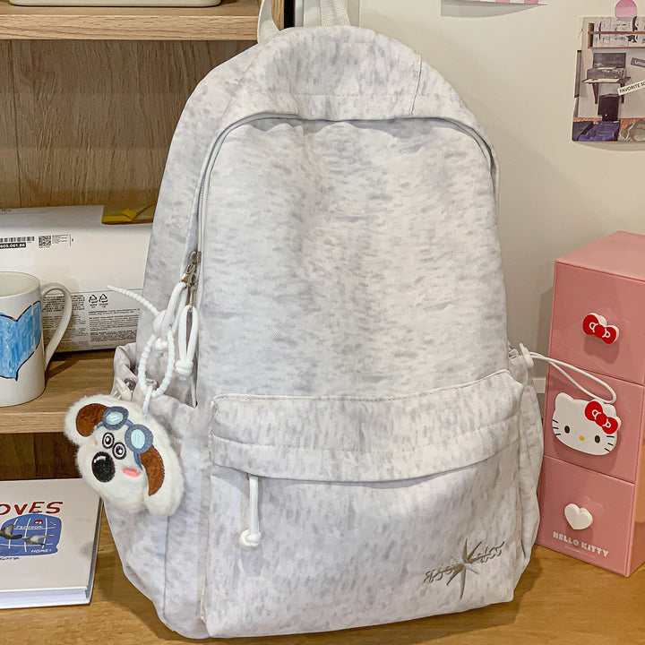 Casual Fabric Zip-Up School Backpack