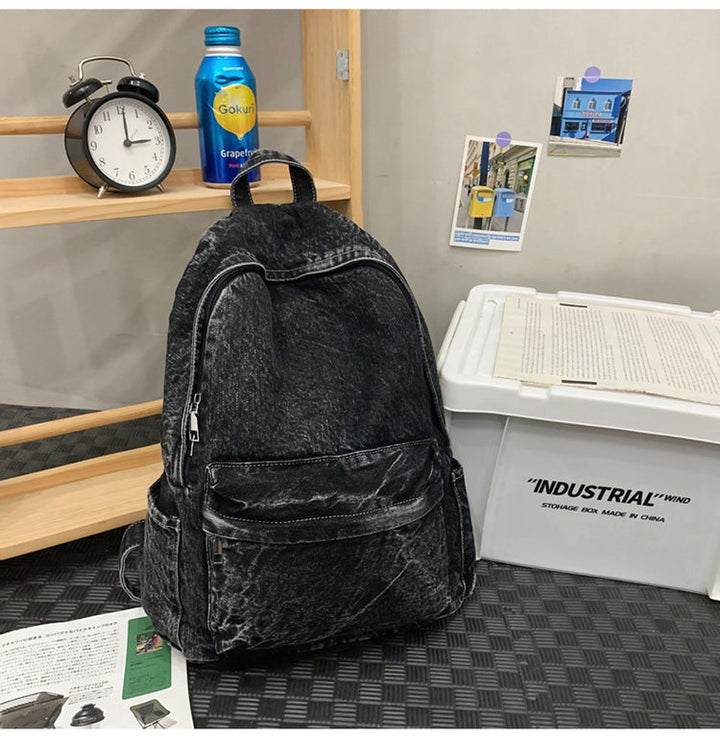 Casual Denim-Style School Backpack